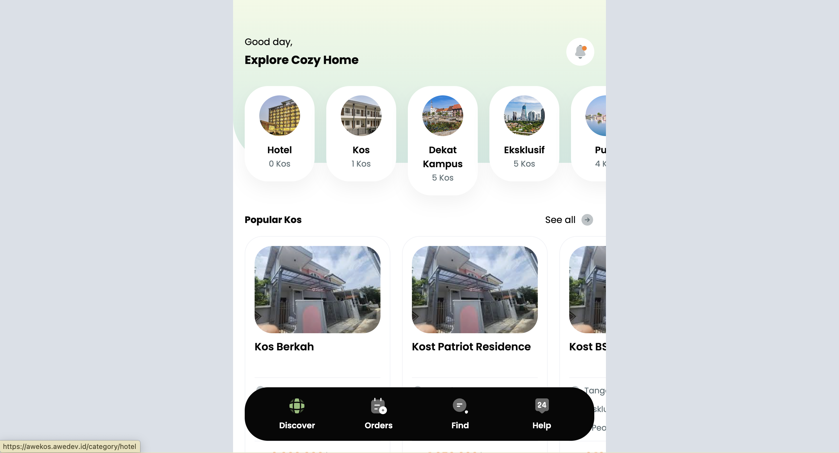 Gambar utama Web Booking kos kosan 
