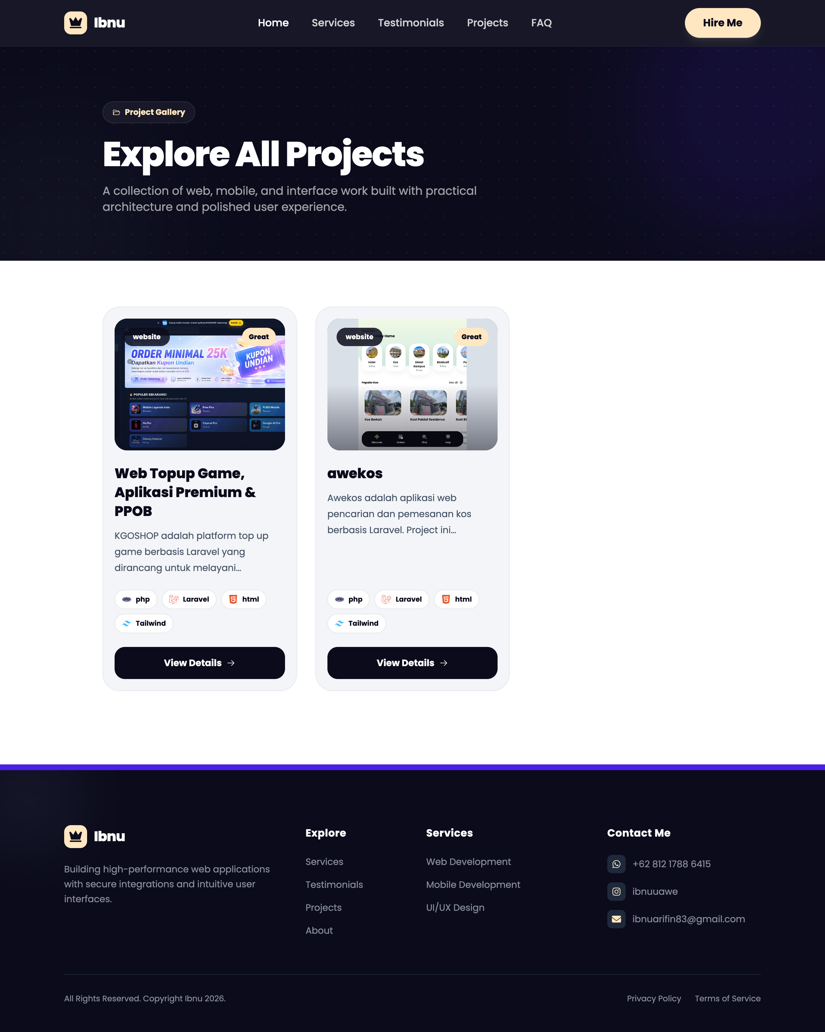 Screenshot Web Portfolio